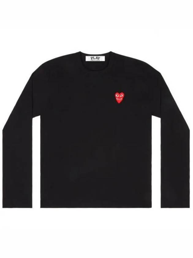 Play Double Heart Waffen Long Sleeve T-Shirt Black - COMME DES GARCONS - BALAAN 2