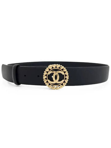 23P Heart CC Logo Belt Black Gold 75 Lambskin 4ET1260 - CHANEL - BALAAN 1