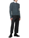 4-Bar Aran Cable Pullover Knit Top Blue - THOM BROWNE - BALAAN 5