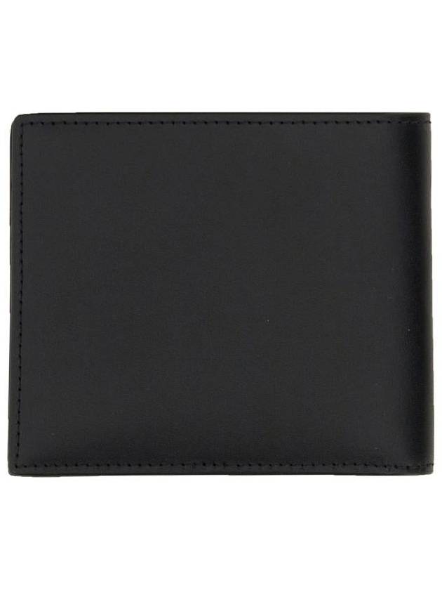 Frontal Logo Leather Half Wallet Black - KENZO - BALAAN 7