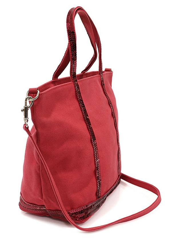 VIBA9E102 Red Cotton Sequin Small Cabas Bag Tote 2WAY - VANESSA BRUNO - BALAAN 2