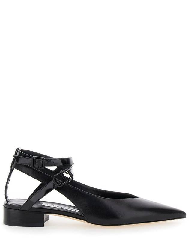 'Jemima' Black Flat Shoes With Logo Detail In Smooth Leather Woman - JIMMY CHOO - BALAAN 1