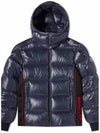 Moncler 1A00145 68950 742 LUNETIERE side lettering hooded short down jacket navy men s padding - MONCLER - BALAAN 2