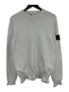 Men's Wappen Patch Crew Neck Cotton Knit Top Grey - STONE ISLAND - BALAAN 1