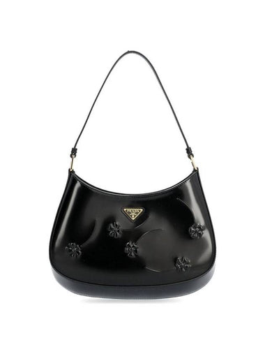 Triangular Logo Cleo Brushed Leather Shoulder Bag Black - PRADA - BALAAN 1