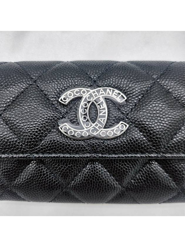 CC logo classic caviar black card wallet AP3831 - CHANEL - BALAAN 4