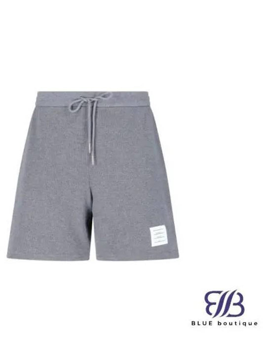 Men's Textured Cotton Shorts Grey - THOM BROWNE - BALAAN 2