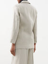 Women's Oversized Linen Blazer Jacket White - MAX MARA - BALAAN 5