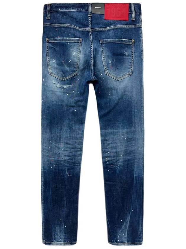 Skater Red Patch Logo Cotton Slim Fit Jeans Blue - DSQUARED2 - BALAAN 3