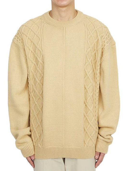 Men's Slightly Oversized Fit Wool Knit Top Yellow - FAMILY FIRST - BALAAN 2