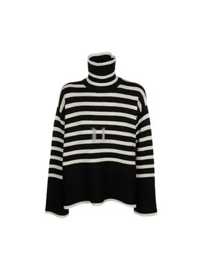 Signature Striped Turtleneck White Black - TOTEME - BALAAN 2