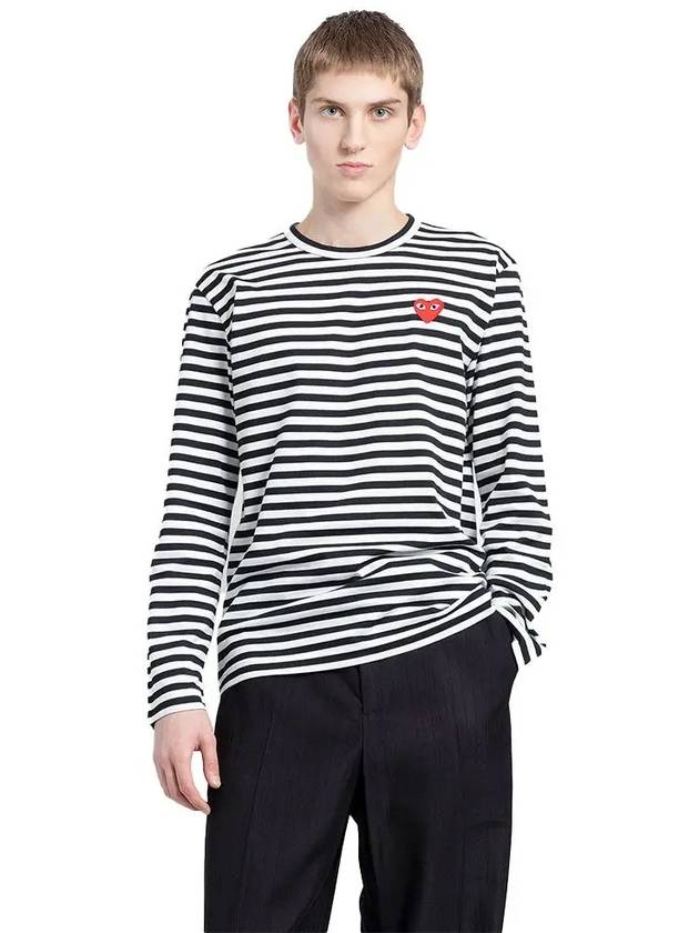 24SS Red Heart Waffen Striped Long Sleeve TShirt P1T164 1 - COMME DES GARCONS - BALAAN 1