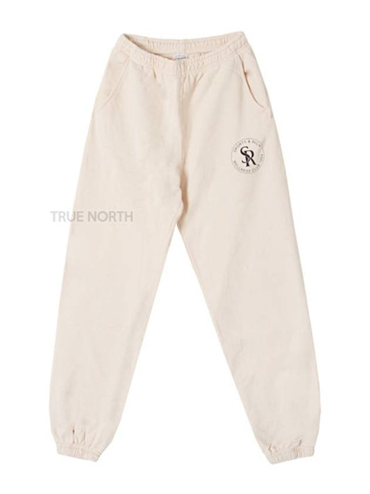 Logo Print Brushed Training Cotton Track Pants Ivory - SPORTY & RICH - BALAAN 2