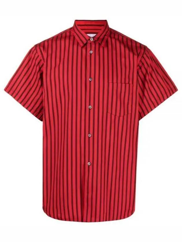 Striped Short Sleeve Shirt Black Red - COMME DES GARCONS - BALAAN 2