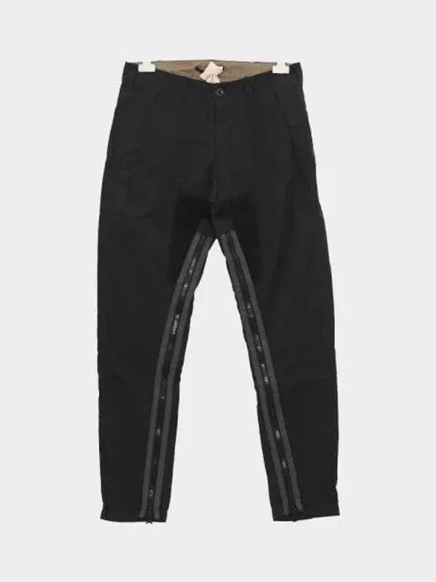 Garment Dye Zipper Nylon Cargo Straight Pants Black - TEN C - BALAAN 2