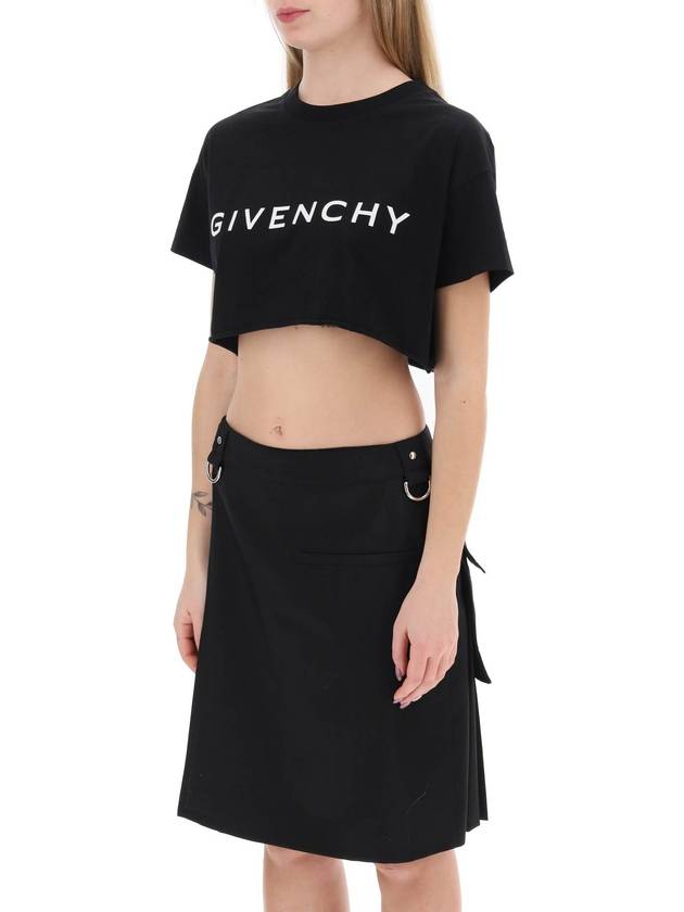 Logo Print Cropped Cotton Short Sleeve T-Shirt Black - GIVENCHY - BALAAN 5