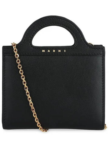 Women's Logo Detail Chain Half Wallet Black - MARNI - BALAAN 1