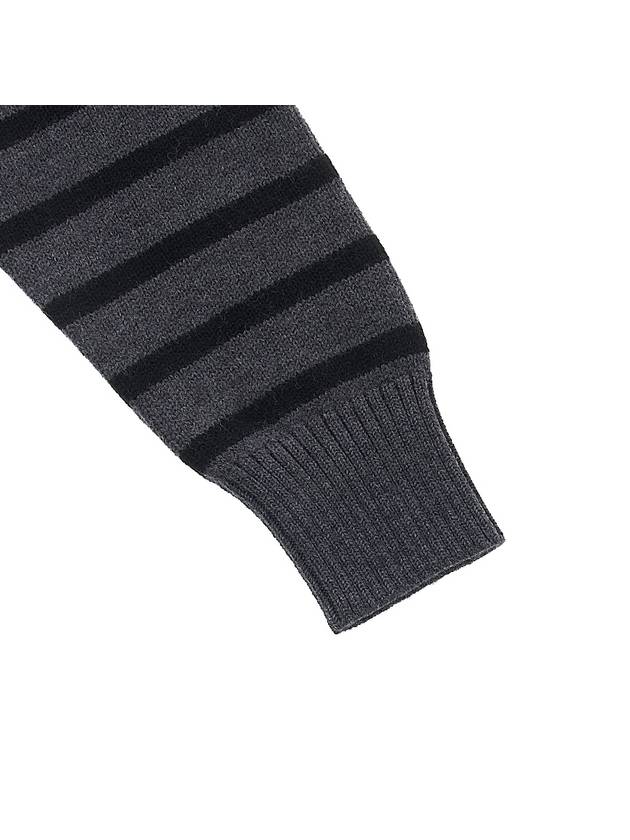 Men's Heart Logo Striped Turtleneck Grey - AMI - BALAAN 6