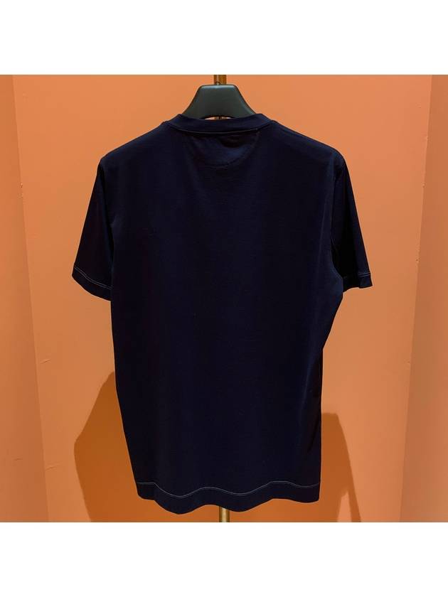 Men's Logo Lettering Cotton Short Sleeve T-Shirt Navy - BRUNELLO CUCINELLI - BALAAN 5