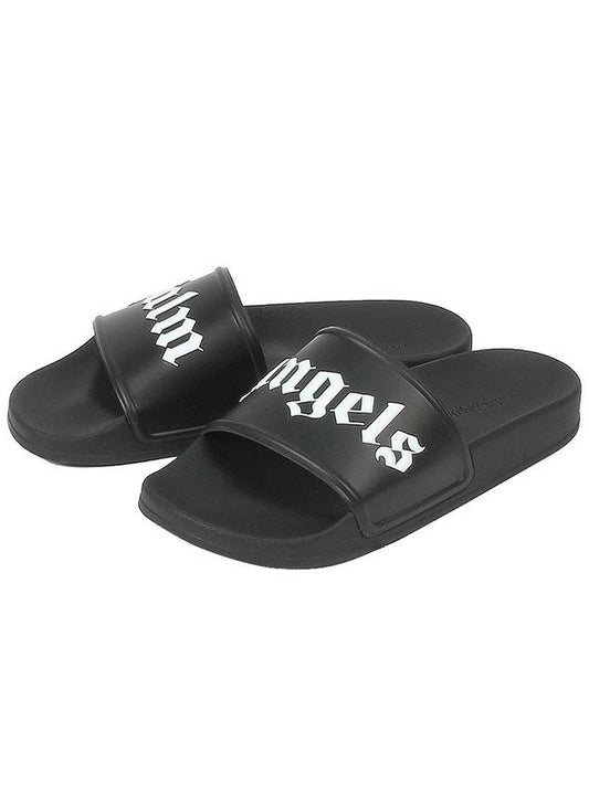 Unisex Pool Slider PMIA014 20276023 1001 BLACK WHITE PLS001bk - PALM ANGELS - BALAAN 1