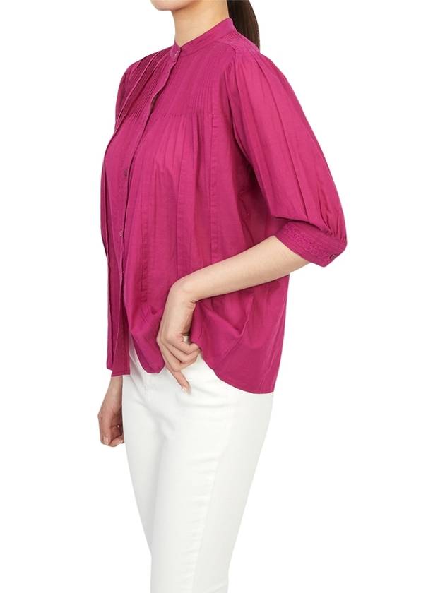 Women's Lace Button Cotton Blouse Purple - VANESSA BRUNO - BALAAN 6