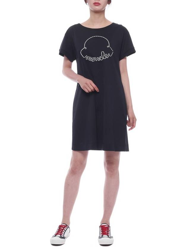 Logo Cotton Short Dress Black - MONCLER - BALAAN 4