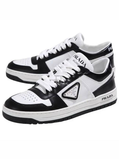 Downtown Perforated Leather Low Top Sneakers White Black - PRADA - BALAAN 2