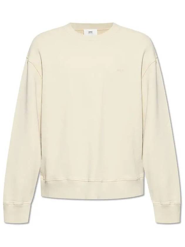 Embroidery Logo Crew Neck Sweatshirt Beige - AMI - BALAAN 2