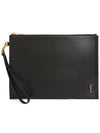 Tiny Cassandre Shiny Leather Zip Tablet Clutch Bag Black - SAINT LAURENT - BALAAN 2