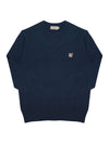 Fox Head Wool Merino Sweatshirt Navy - MAISON KITSUNE - BALAAN.