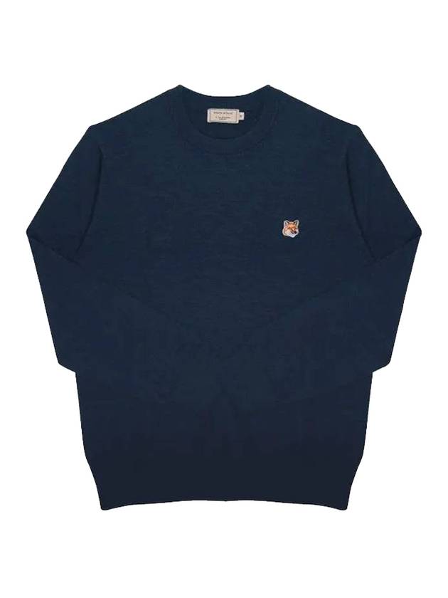 Fox Head Wool Merino Sweatshirt Navy - MAISON KITSUNE - BALAAN.