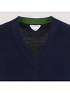 V-Neck Wool Knit Top Midnight Blue - BOTTEGA VENETA - BALAAN 4