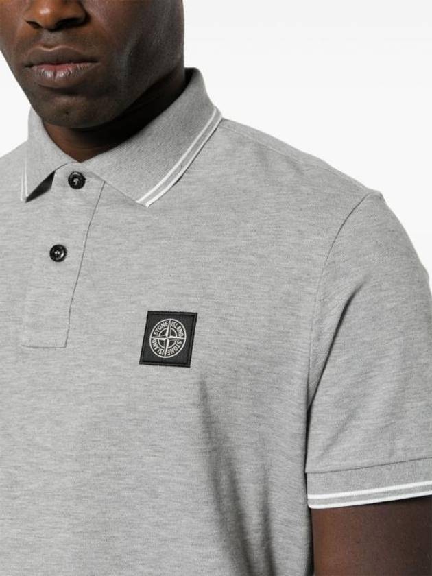 Stretch Cotton Pique Short Sleeve Polo Shirt Grey - STONE ISLAND - BALAAN 4