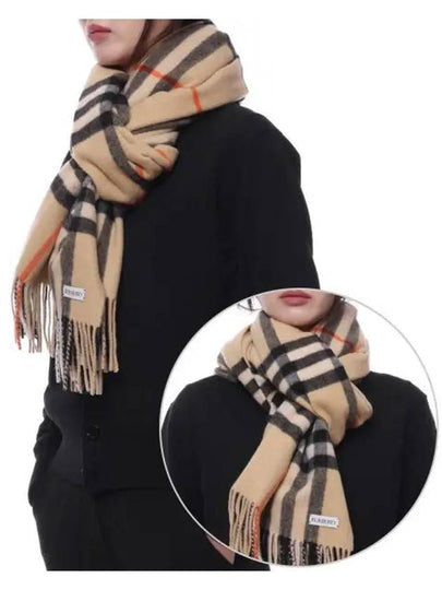 Wide Check Cashmere Scarf Beige - BURBERRY - BALAAN 2