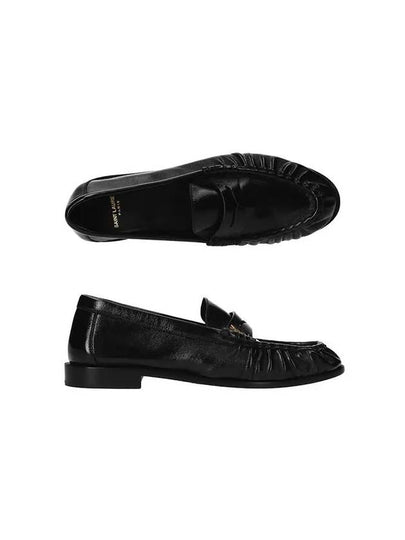 Le Signature Cassandre Logo Plaque Lamb Skin Loafer Black - SAINT LAURENT - BALAAN 2