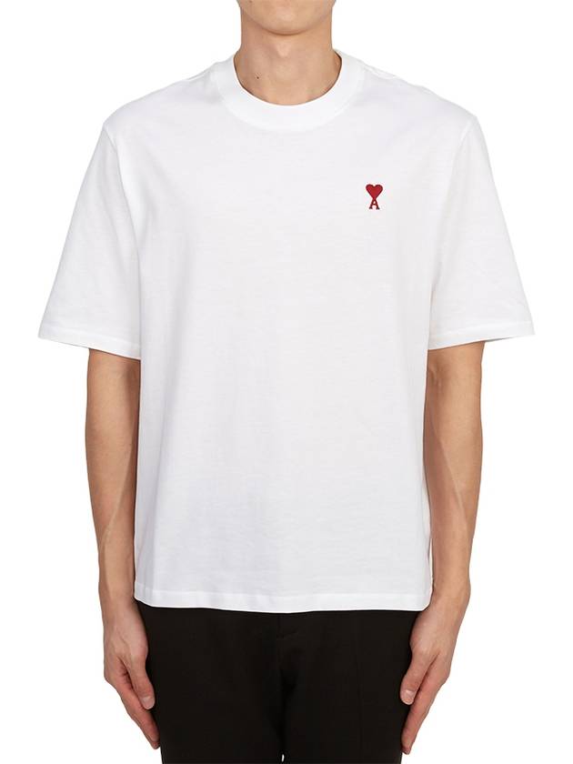 Small Heart Logo Boxy Fit Short Sleeve T-Shirt White - AMI - BALAAN 2