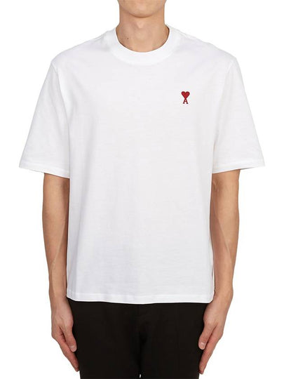 Small Heart Logo Boxy Fit Short Sleeve T-Shirt White - AMI - BALAAN 2