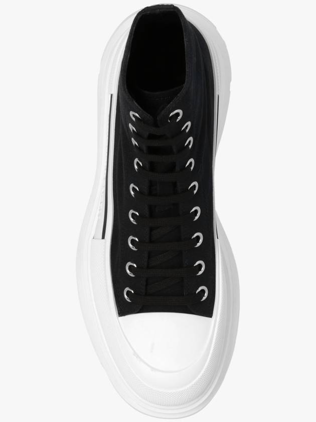 Men's Tread Lace-Up High Top Sneakers Black White - ALEXANDER MCQUEEN - BALAAN 7