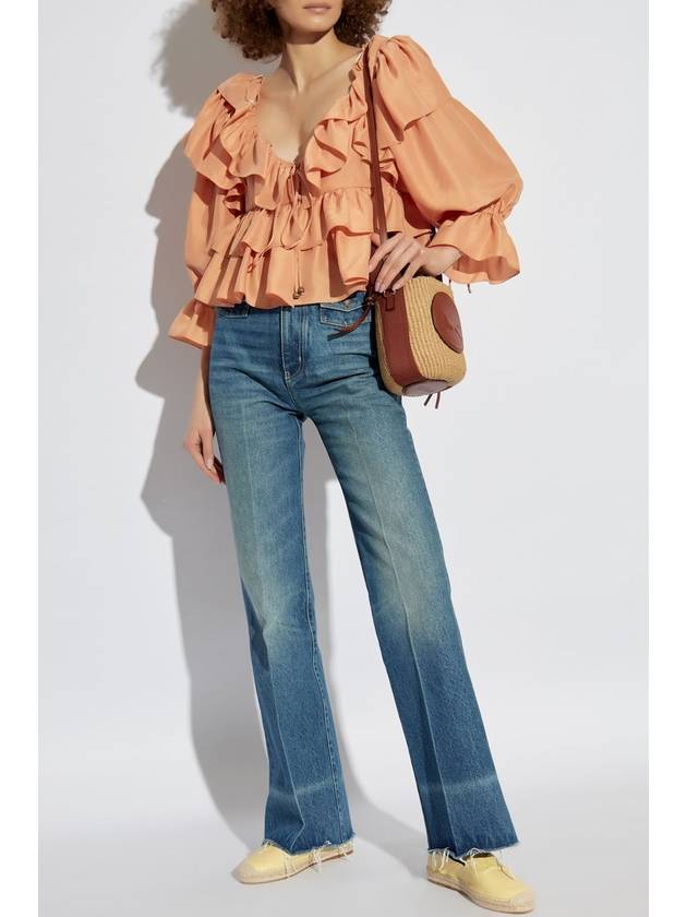 Chloé Silk Top With Ruffles, Women's, Orange - CHLOE - BALAAN 2