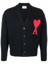 Big Heart Embroidered Logo Cardigan Pale Black - AMI - BALAAN 3