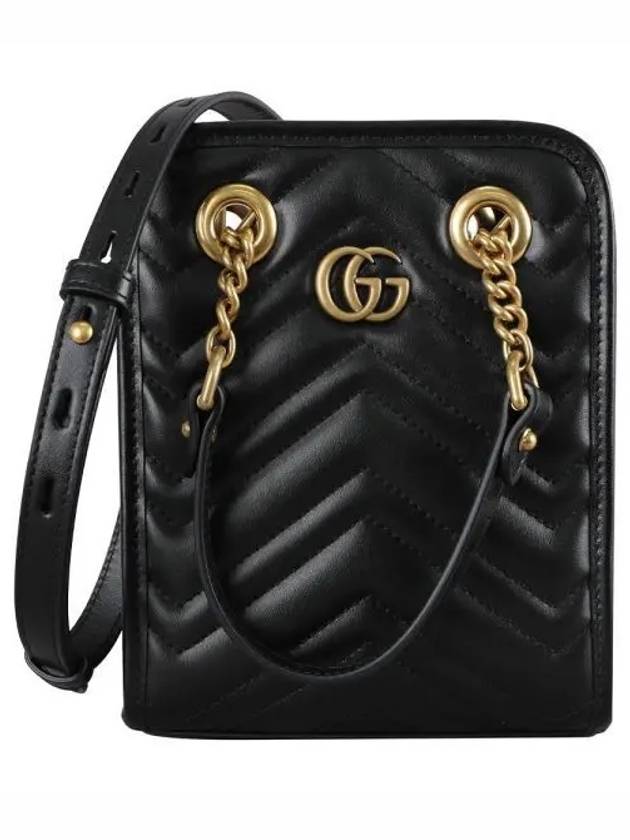 GG Marmont Gold Matelasse Leather Cross Mini Bag Black - GUCCI - BALAAN 2