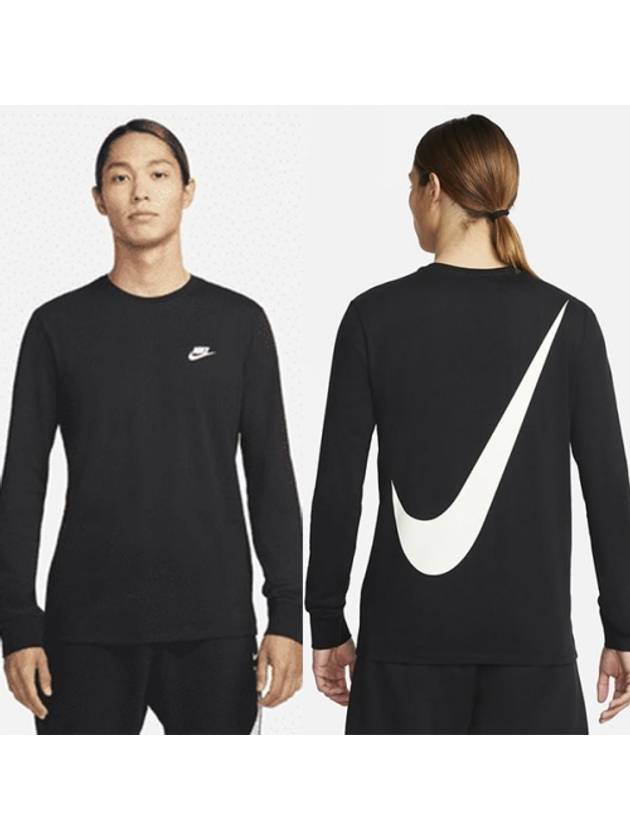 01DX6605010Club Bag Swoosh Long Sleeve TShirtBlack White - NIKE - BALAAN 1