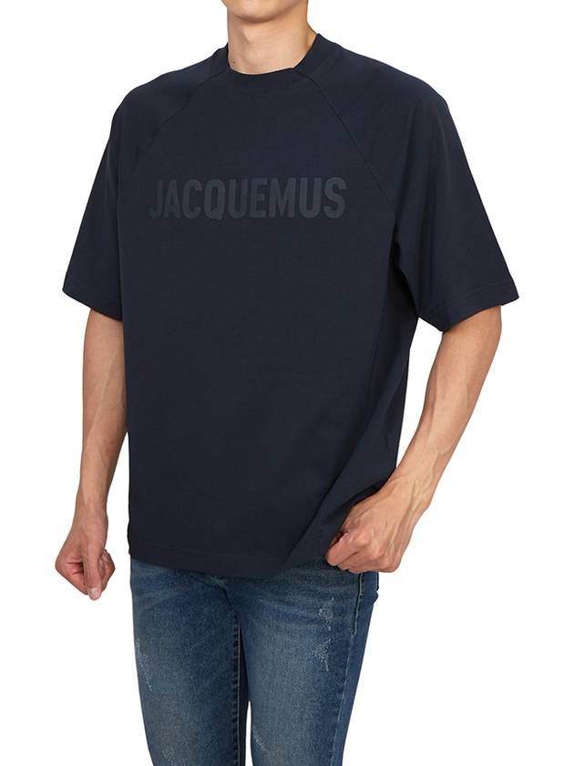 Le Typo Cotton Short Sleeve T-shirt Navy - JACQUEMUS - BALAAN 7