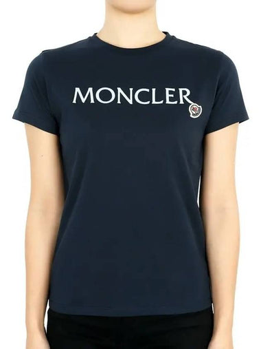 Kids Lettering Logo Patch Short Sleeve Navy 8C00005 83907 778 12 14A Adults can wear - MONCLER - BALAAN 1