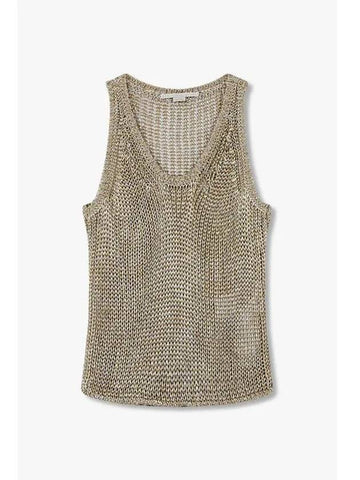 STELLA McCARTNEY METALLIC ROUGH KNIT TANK TOP GOLD - STELLA MCCARTNEY - BALAAN 1