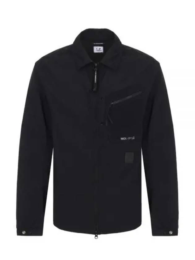 Flatt Nylon Logo Patch Zip Up Long Sleeve Shirt Black - CP COMPANY - BALAAN 2