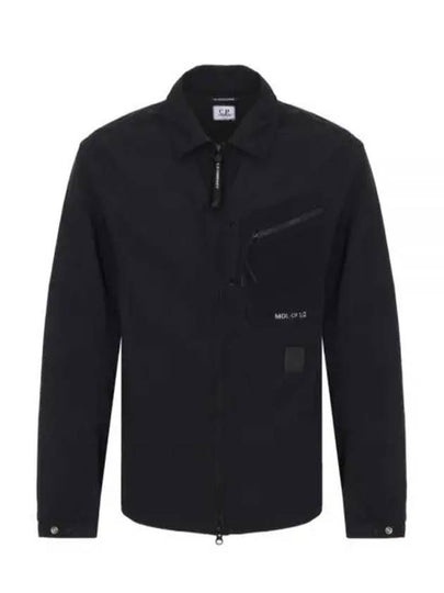 Flatt Nylon Logo Patch Zip Up Long Sleeve Shirt Black - CP COMPANY - BALAAN 2