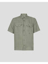 Small Logo Button Linen Short Sleeve Shirt Khaki - CP COMPANY - BALAAN 1