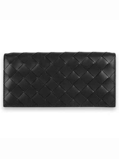 Men's Intrecciato Weaving Long Wallet Black - BOTTEGA VENETA - BALAAN 1