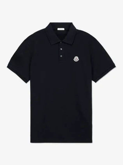 Logo Patch Short Sleeve Polo Shirt Navy - MONCLER - BALAAN 2